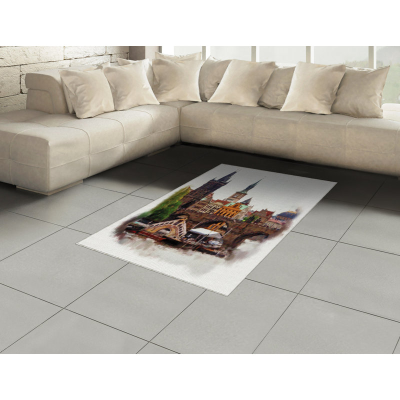 Scenery High Density Long Fiber Poly Threads Decorative Area Rug Carpet, Rectangle 4' x 5'8"