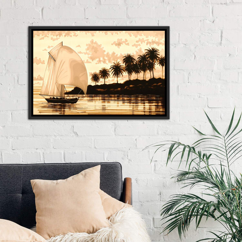 «Sail», reproduction sur toile à cadre flottant, H 26 po x l 40 po x 1,5 po, Toile avec cadre noir patiné