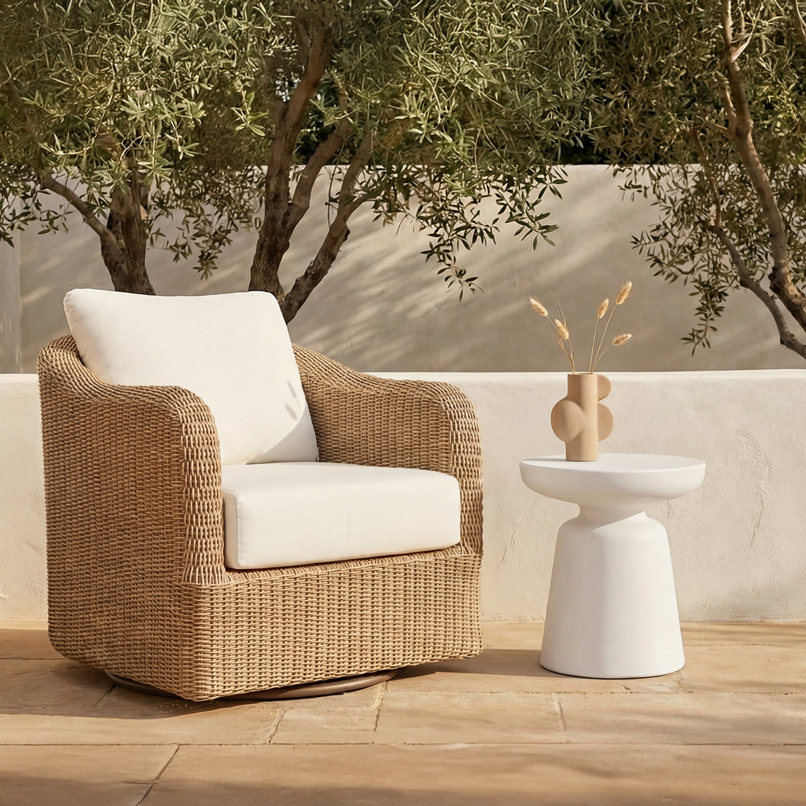 16" Patio Side Table, White