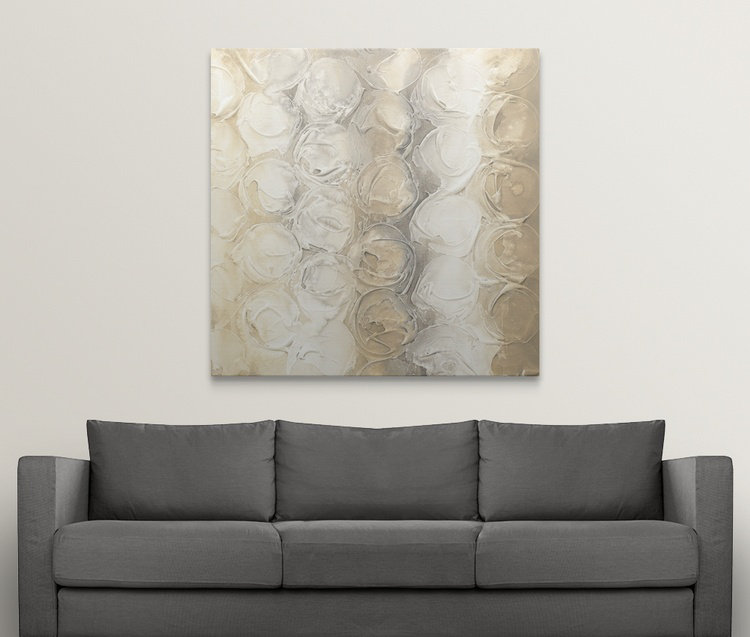 «Neutral Circles III» par Chris Paschke, reproduction d'art, H 20 po x l 20 po x p 1,5 po, Toile