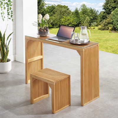 Natural Pine Dining Bench And Table Set – Versatile Indoor Wood Furniture For Entryway, Living Room, Kitchen, And Bedroom – Includes Small Tempered Glass Top