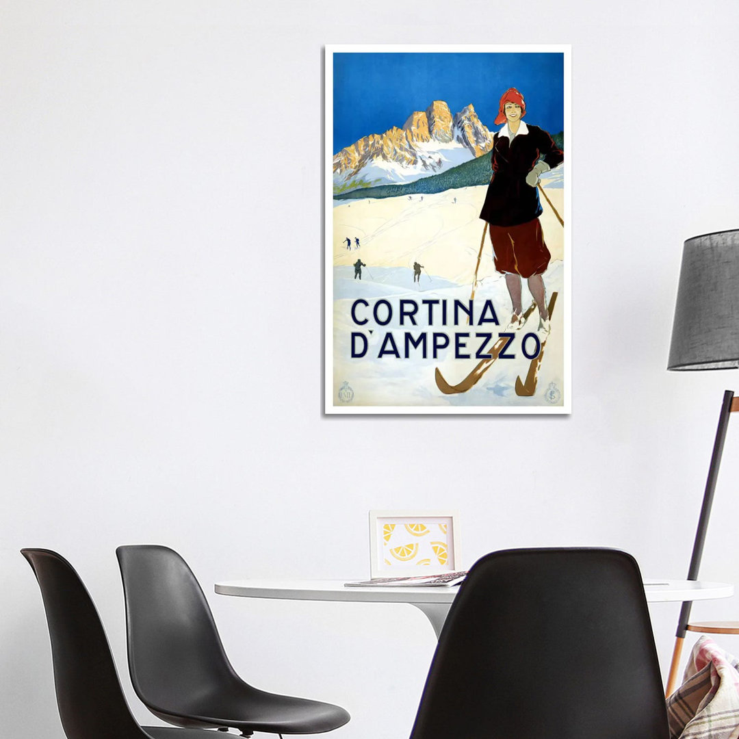 Cortina D'Ampezzo Advertising Vintage Poster by Unknown Artist - Wrapped Canvas Print