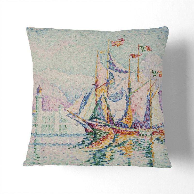 Antibes In The Morning Square Throw Cushion, Stone, 40cm H x 40cm W x 15cm D