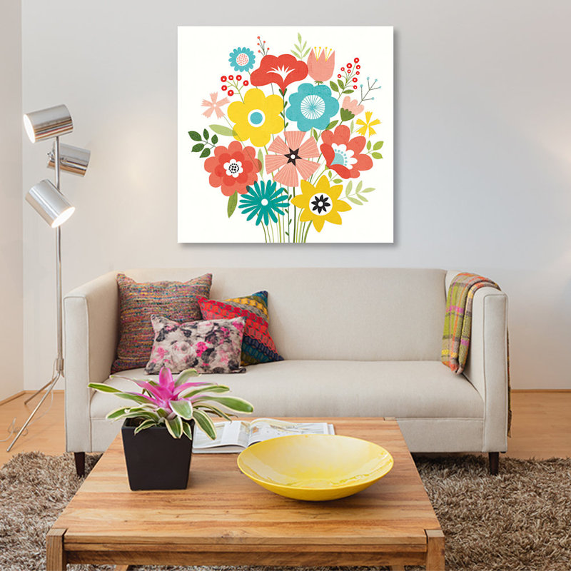 « seaside bouquet iv », reproduction d’impression sur toile, H 18 po x l 18 po x P 1,5 po, Toile tendue, Pas de tapis