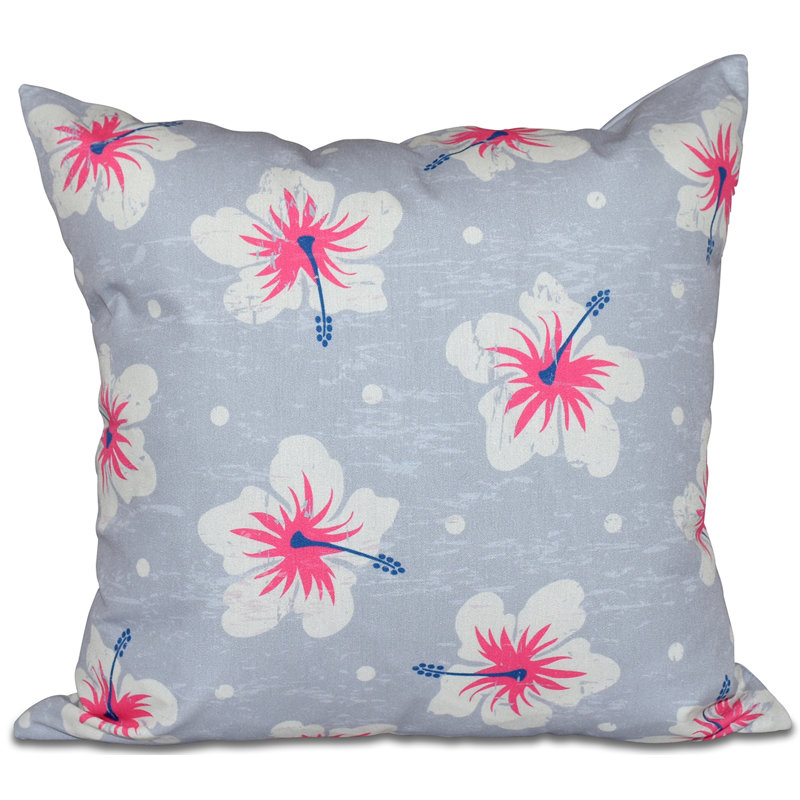 Coussin Hibiscus, H 20 po x l 20 po, Gris