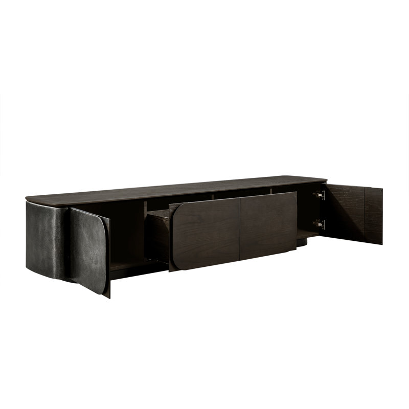 Raventon 79" Mid-Century Modern Solid Wood TV Stand with Storage for TVs up to 85"