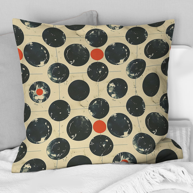 Coussin rétro rétro beige Midcentury I - Midcentury, H 16 po x l 16 po