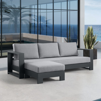Canapé d'extérieur en aluminium 92,52 po avec repose-pieds 27,56 po Hoyt