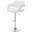 Tabouret de bar blanc rembourré réglable avec base à piédestal robuste, dossier ouvert pour le positionnement de la salle à manger,