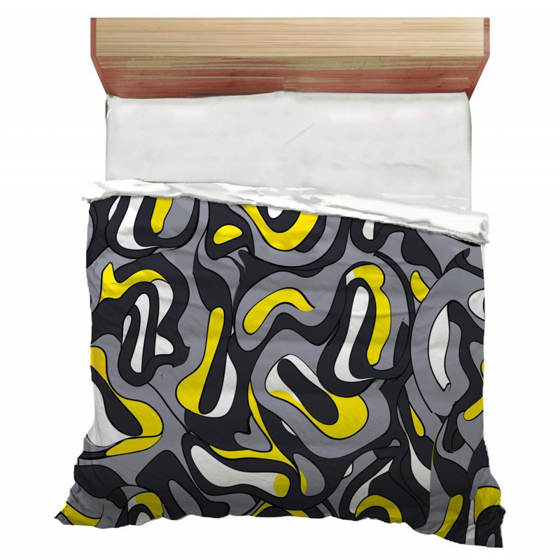Plain Weave Muslin Abstract Bedding Art Comforter Wavy lines_12508, Queen Comforter