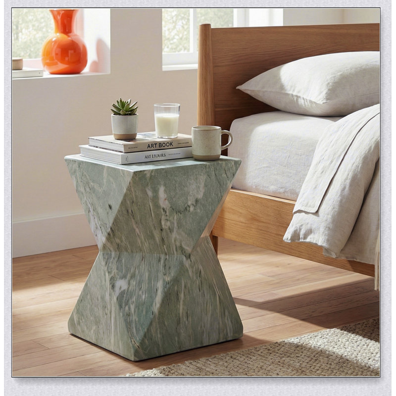 Table d'appoint H 18,5 po MGO, Green / Green,marble, Vert, Vert, marbre