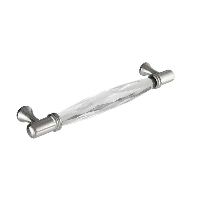 Poignée barre Brilliance, Transparent / nickel poli, 6.31"