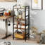 1 bibliothèque à 3 niveaux avec structure en métal et supports de rangement en bois pour le bureau, brun rustique et noir-653265331-653265332