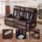 Power Recliner Loveseat with Console-70.9" Double Recliner Loveseat with Heat and Massage,Leather-759364154