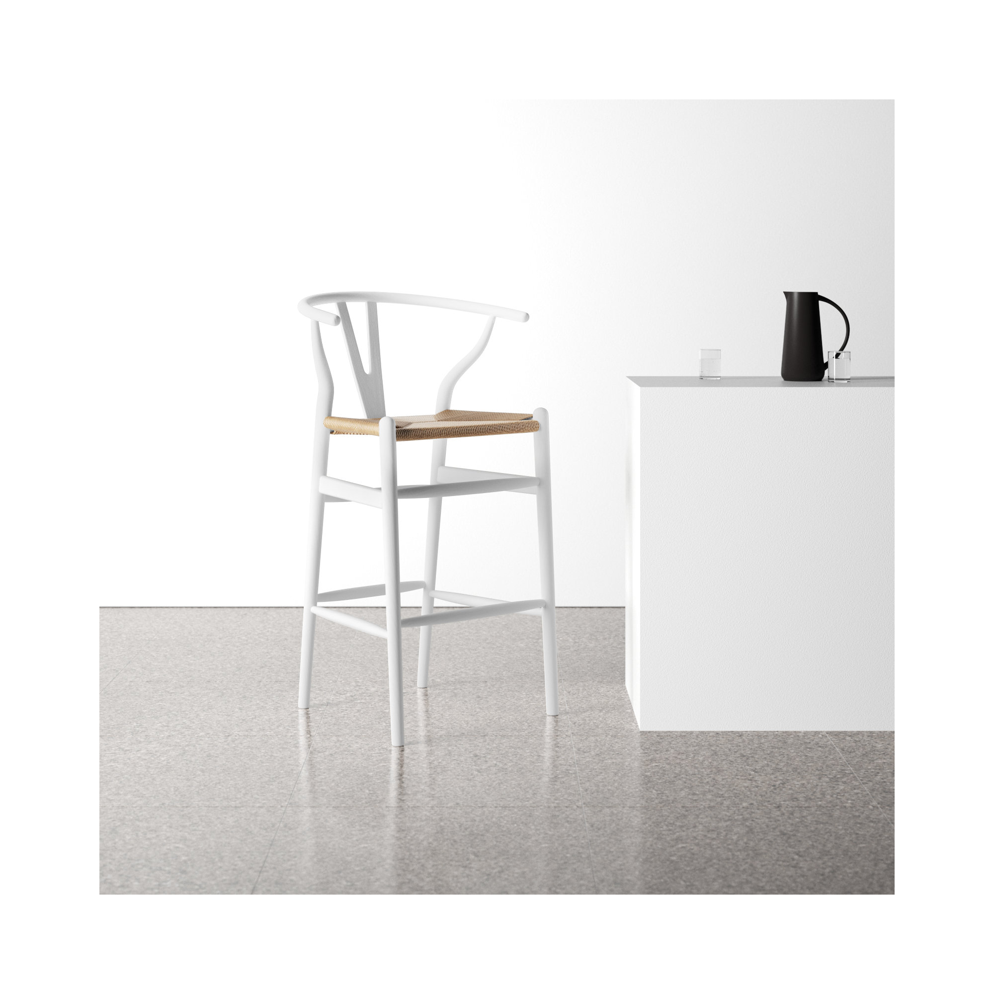 Etta Solid Wood Bar & Counter Stool, White/Natural, Bar Stool (30" Seat Height)