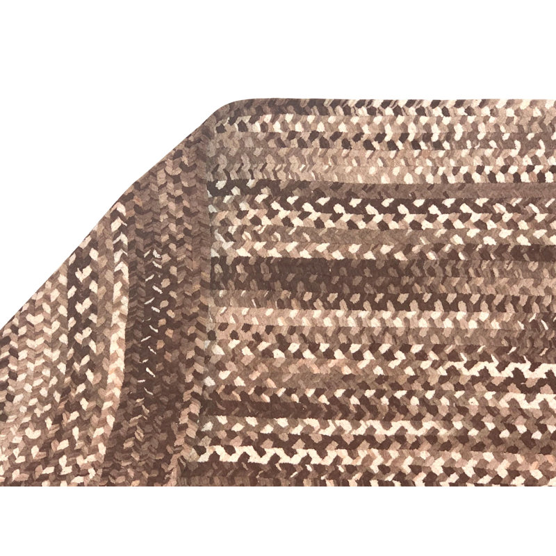 Emerson Abstract Braided Cotton Brown/Beige Area Rug, Oval 1'8'' x 2'6''