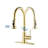 Brushed Gold Stainless Steel Pull Down Kitchen Faucet With Soap Dispenser - Scratch, Rust, And Spot Construction 360 Rotatable Spout Energetic Spray Capacity 1.8Gpm Flow Volume Easy To Clean-1433302942
