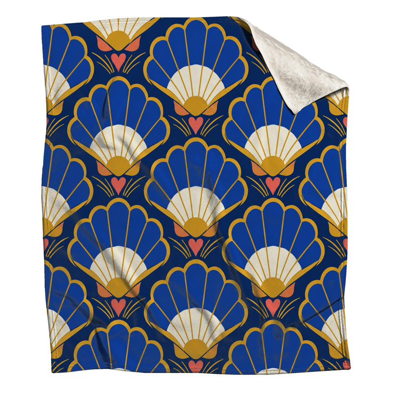 Art Deco Shells Blankets, 50in W x 60in H