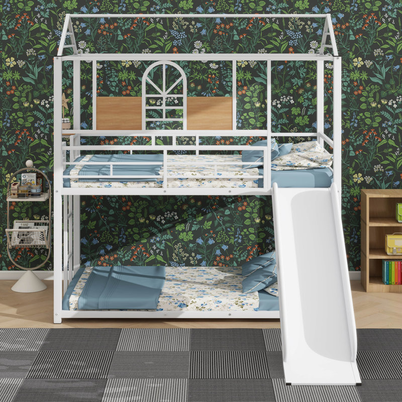Reesa Kids Twin Over Twin Bunk Bed, White