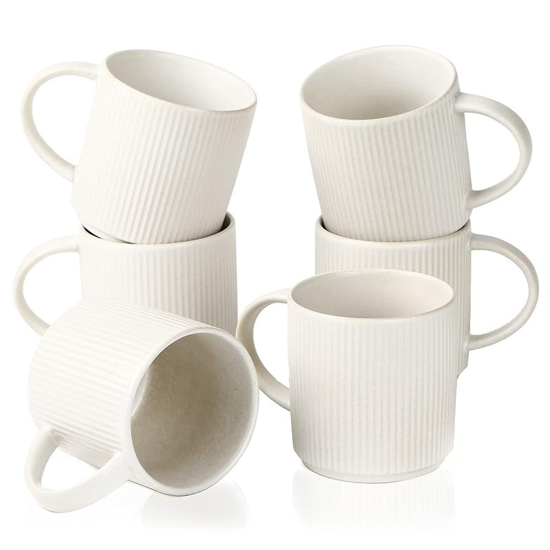 Coffee Mugs Set of 6, Matte White