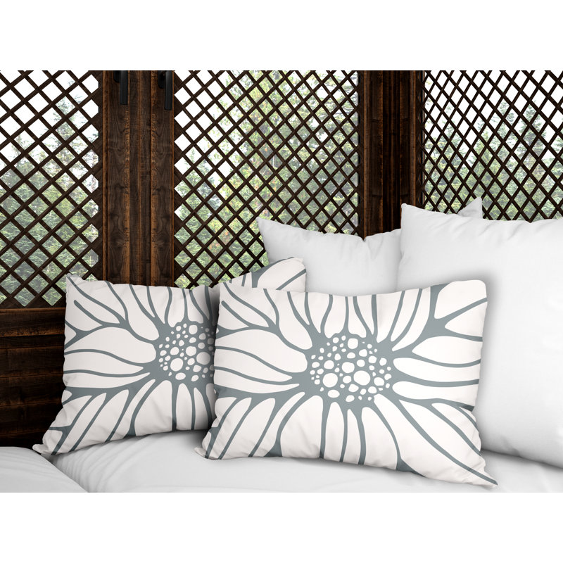 Floral Outdoor Reversible Throw Pillow, Gray