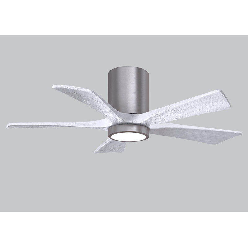 Ventilateur de plafond à 5 pales DEL avec ensemble d'éclairage inclus Irene, Étain brossé, 42", Blanc mat