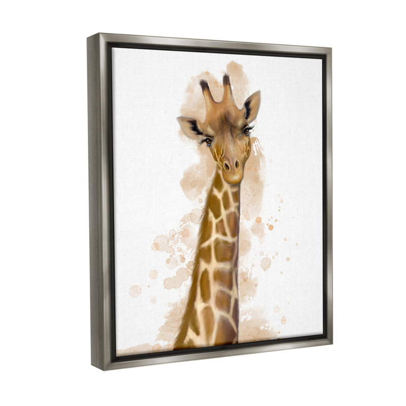 "Giraffe & Modern Splash" par Matthew Piotrowicz sur toile, Cadre flottant gris lustré, H 21 po x l 17 po
