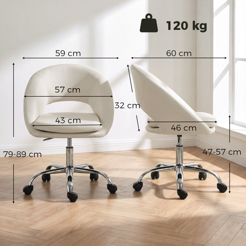 HOMCOM Velvet Office Chair, Cream