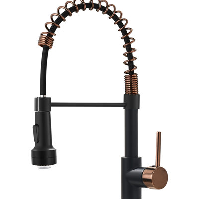 Single Handle Led Kitchen Faucet With Pull Down, Contemporary Style, 360 Degree Rotating High Arch Spout, Fingerprint Surface Commercial Lever,