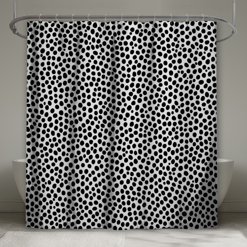 Black Dotted Pattern Shower Curtains Extra Long, 70in W x 84in H