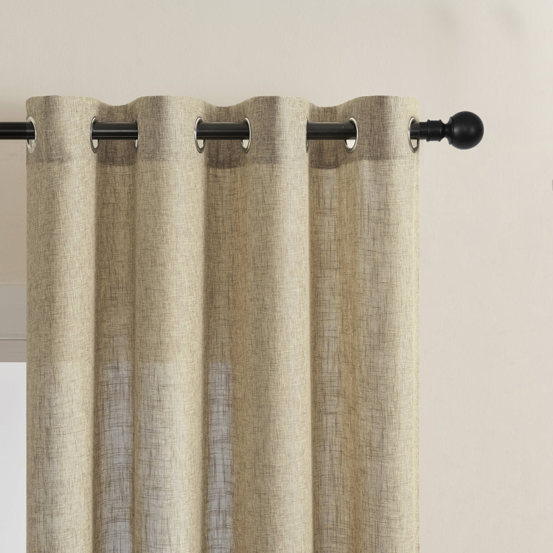Paire de rideaux semi-transparents avec œillets 4 pièces (ensemble de 2), L 52 po x L 108 po, Lin lin