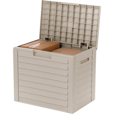 35-Gallon Outdoor Deck Storage Box, Lockable & UV-Protected, Weather-Resistant Patio Storage For Cushions, Garden Tools & Packages, Waterproof Resin,