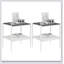Ensemble de 2 tables de bout rectangulaires, plateau en verre trempé avec panneau de fibres à densité moyenne, table de salon moderne-1419296163-1419296160