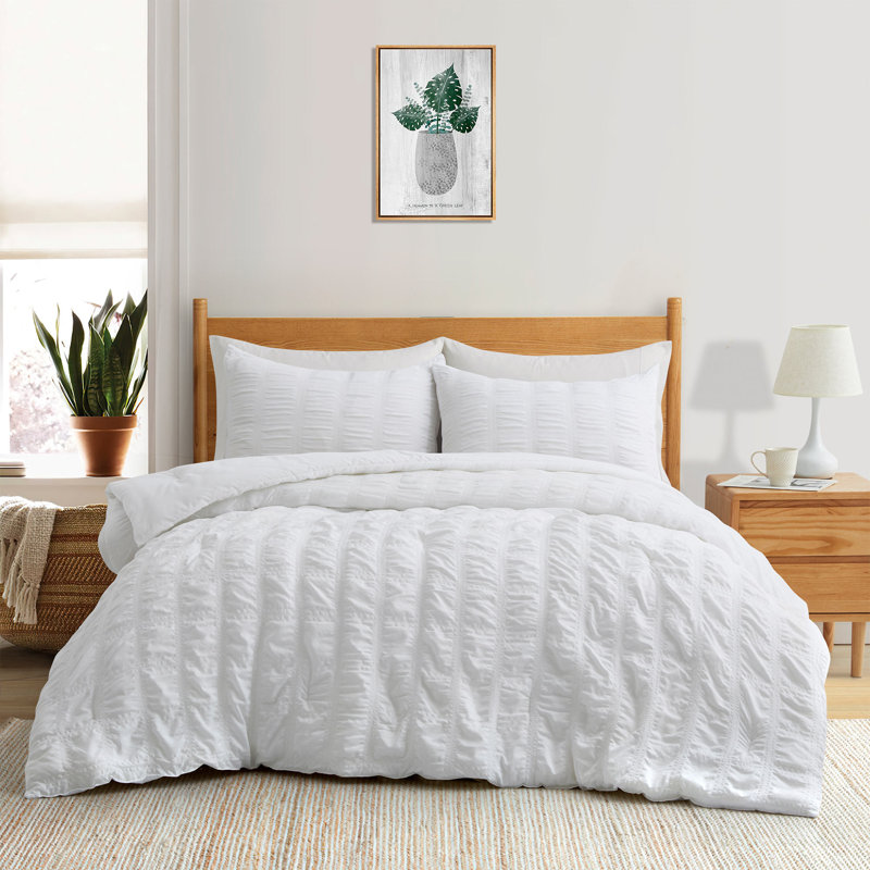 Ensemble d'édredon en microfibre , Blanc, Édredon grand + 2 taies d'oreiller standard