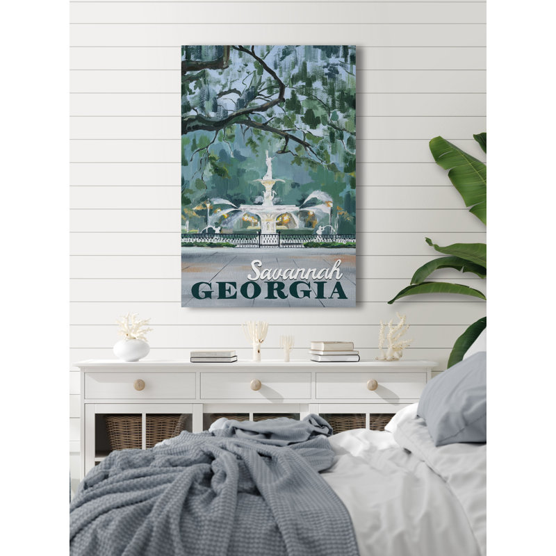 Forsyth Park Fountain in Savannah - impression sur toile tendue, H 30 po x l 20 po x P 1,5 po