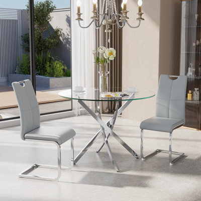 3 - Piece Round Glass Dining Set