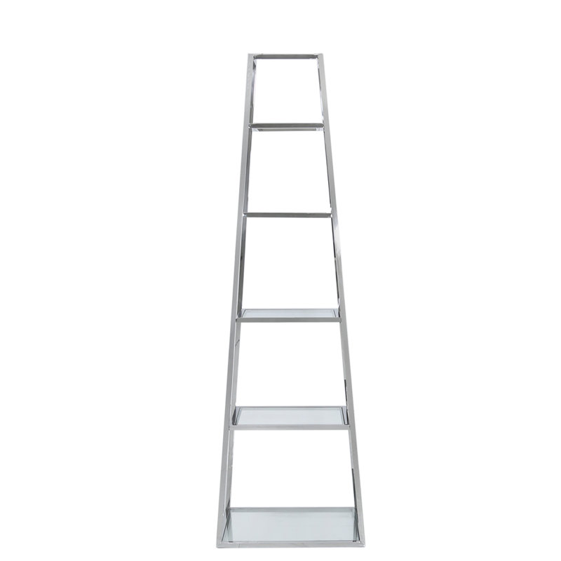 46cm W Iron Ladder Bookcase, 200cm H x 50cm W x 60cm D, Silver