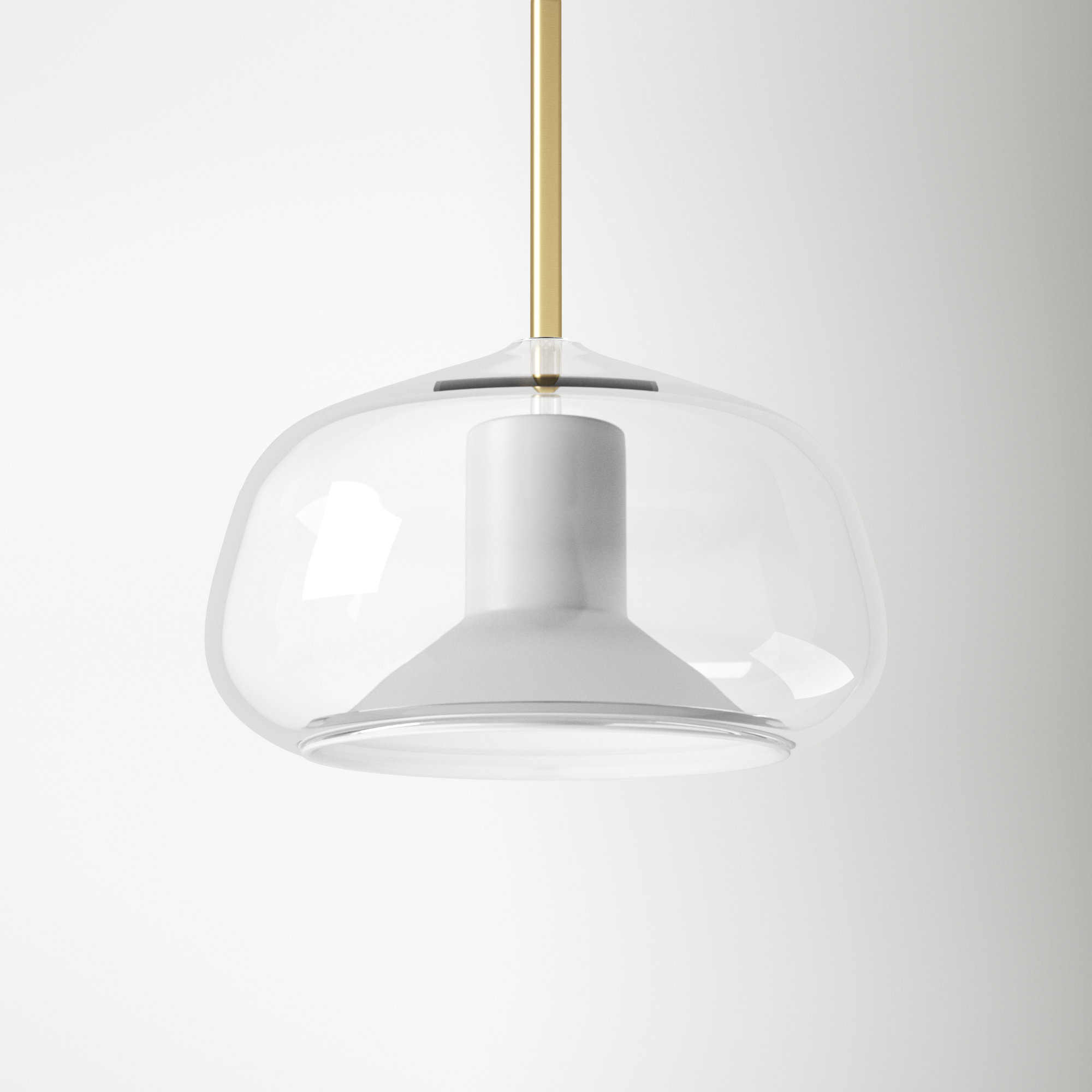 Ryia Single Light Glass Dimmable Pendant, Satin Brass, Clear