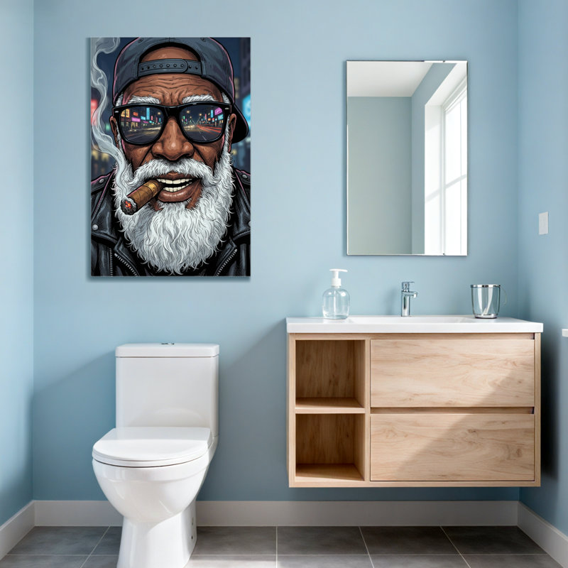 Fashion Urban Elder avec cigare et lunettes de soleil, H 24 po x l 36 po