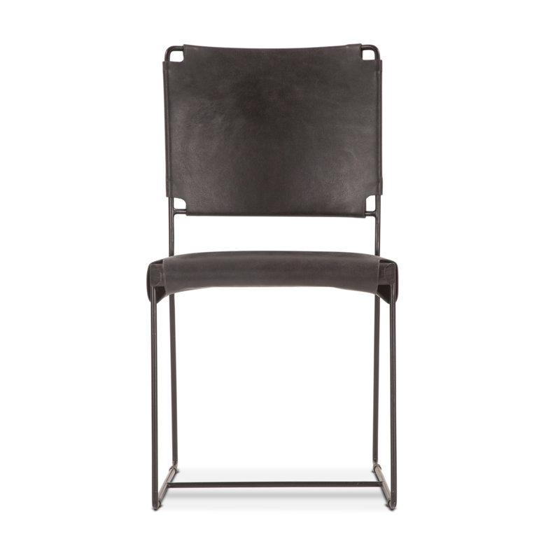 Chaise de salle à manger Melbourne en cuir Buffalo noir et fer