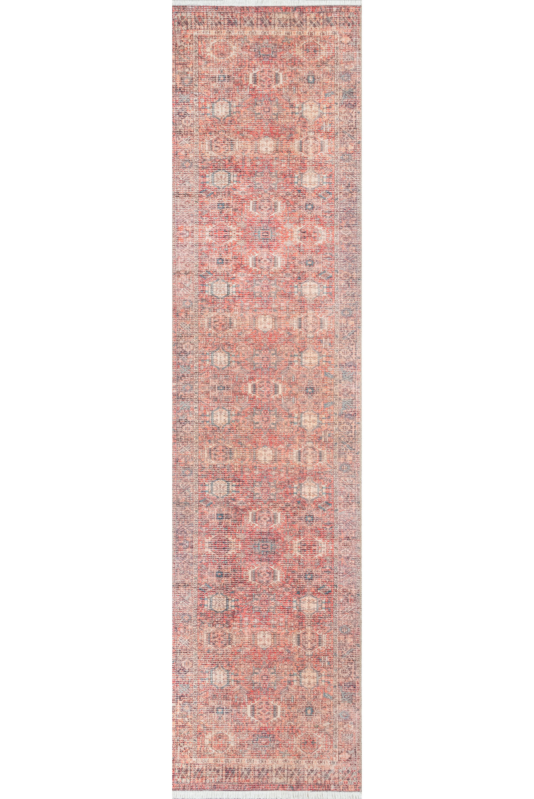 Conroy Red Blue Ivory Oriental Jute Rug, Runner 2'6" x 8'