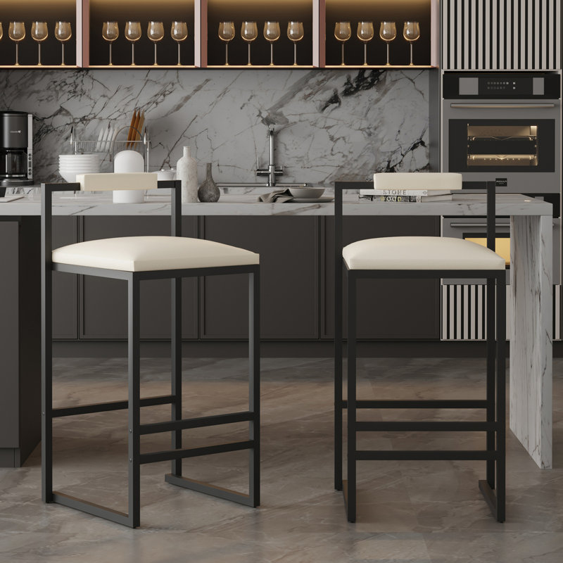 Ensemble de 2 tabourets de bar rembourrés de similicuir avec tabourets de bar modernes
