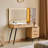 Vanity Desk with Mirror and Lights, Makeup Vanity Desk with Power Outlet, 5 Drawers & Storage Shelves, Adjustable Brightness Dressing Table Set for Bedroom-1221296534