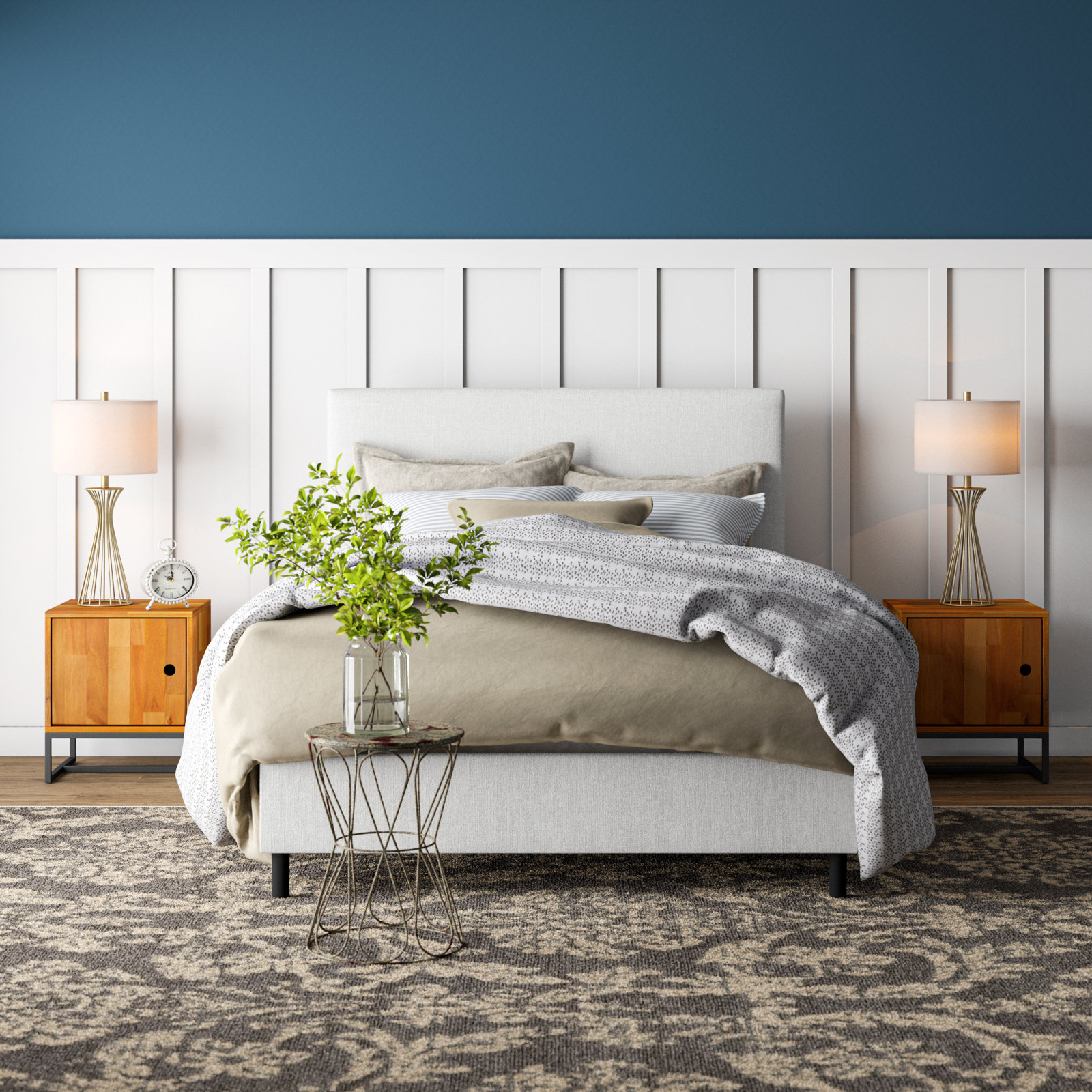 Eisley Upholstered Bed, Queen, Zuma White Textured Linen