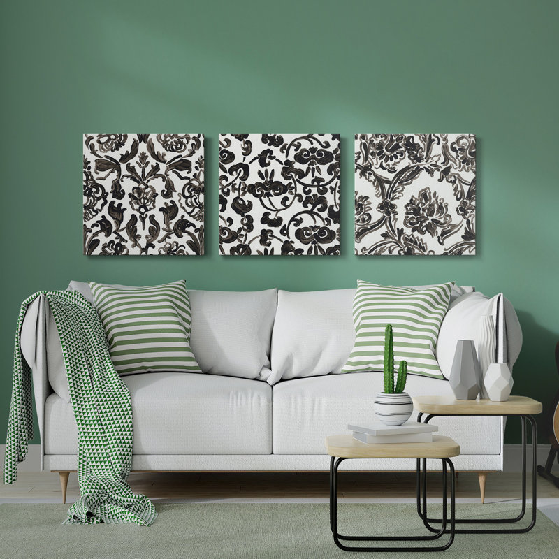 «Ink Motif III», ensemble de 3 toiles tendues, H 16 po x l 48 po x P 1 po