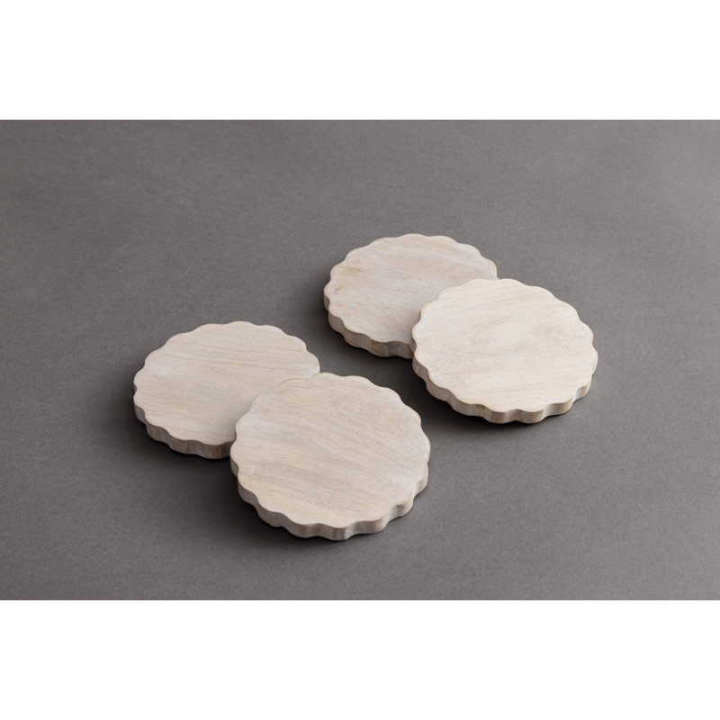 Ensemble de 4 sous-verres festonnés, Beige
