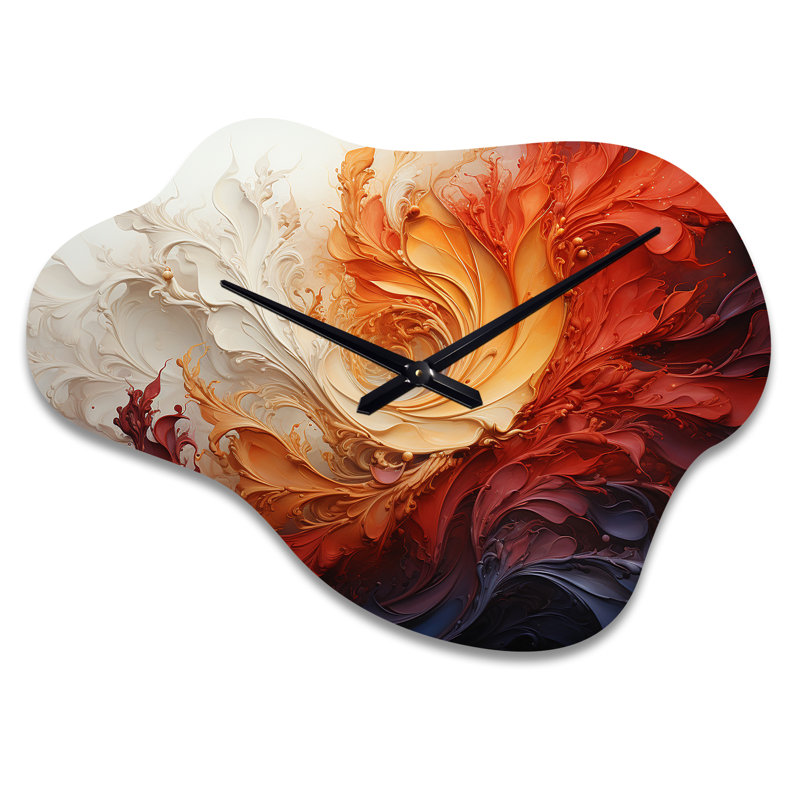 Energetic Spirals cape II - Abstract Spirals Cloud Metal Wall Clock, Modern Asymmetrical Wall Clock Print, Small