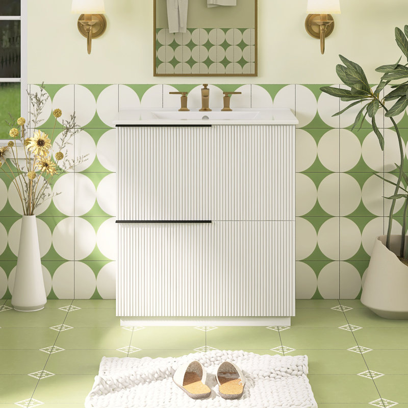 30'' Single Bathroom Vanity With Ceramic Top, White