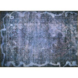 Tapis unique en laine noué à la main de style années 1990 de 4 pi x 6 pi bleu Kathlyn