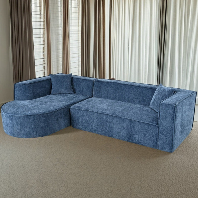 Canapé modulaire de style moderne, canapé modulaire éponge, canapé modulaire en forme de L avec un design incurvé élégant et un tissu chenille luxueux, deux coussins décoratifs, pour le salon, le bureau